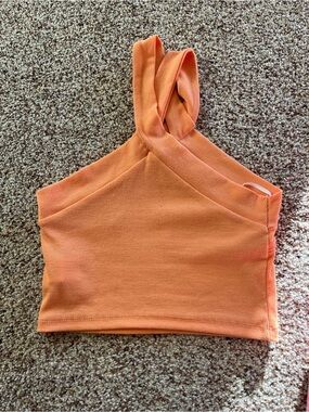 Women's Ribbed Crop Top - Orange